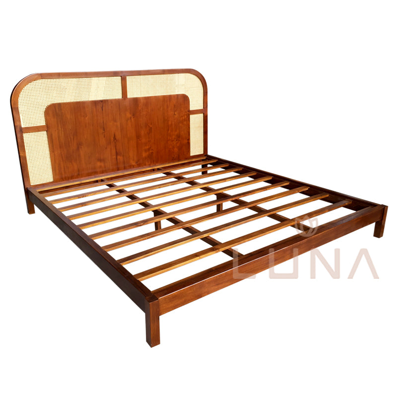 FREYA - Wood Teak Bed Art Deco