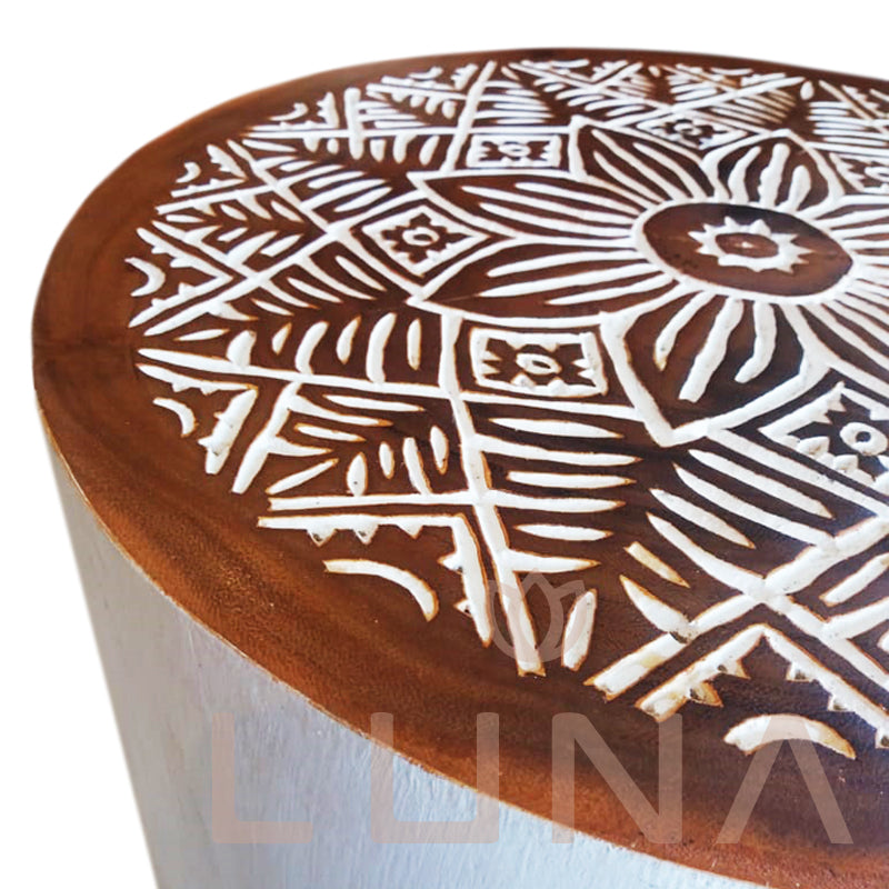 WAYAN - Wood Carving Side Table