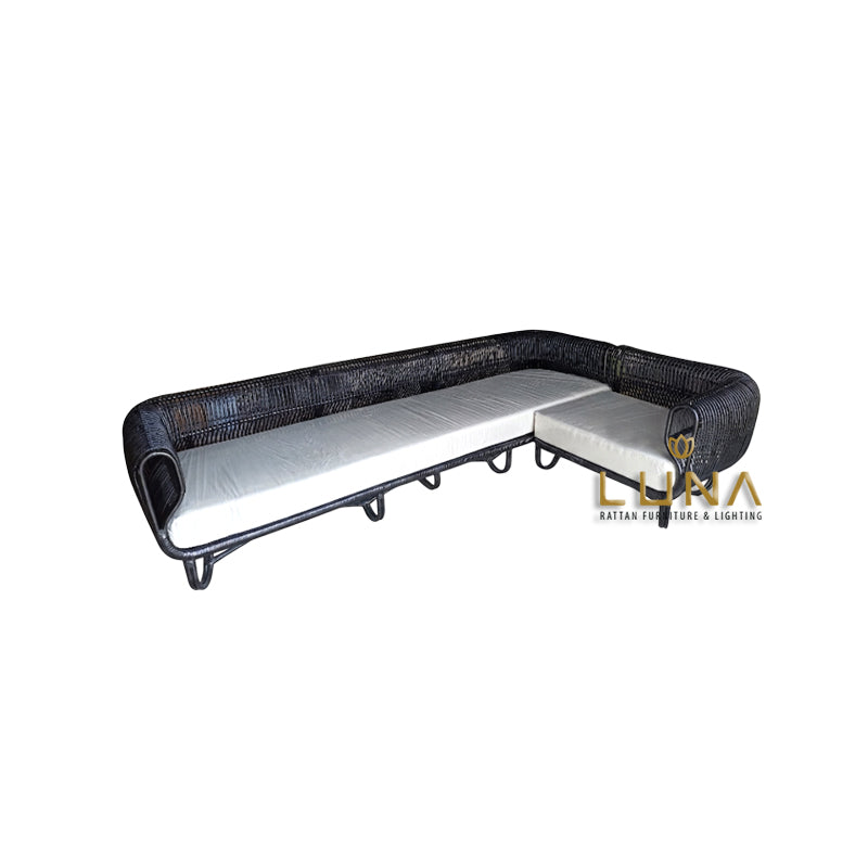BLACK 007 (L-shape) - Rattan Sofa