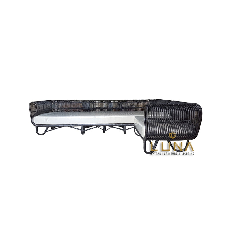 BLACK 007 (L-shape) - Rattan Sofa