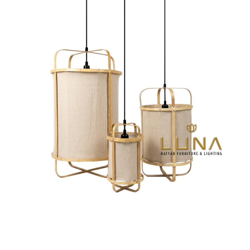 AVERY- Linen & Bamboo Pendant Lights