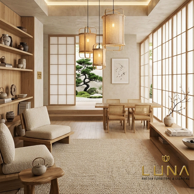 AVERY- Linen & Bamboo Pendant Lights