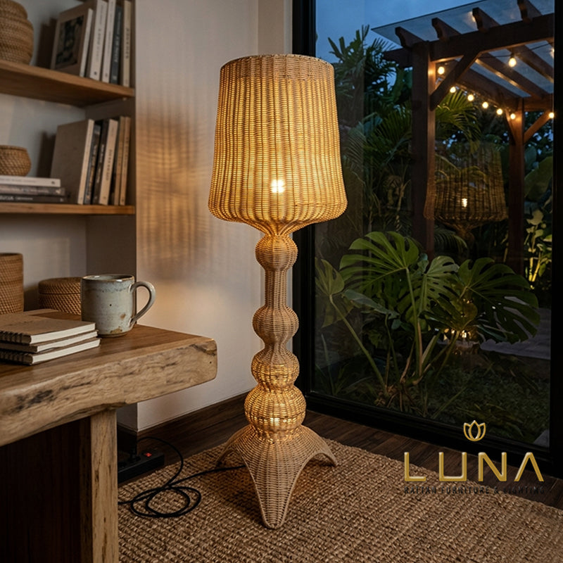 CITRA - Rattan & Steel Floor Lamp