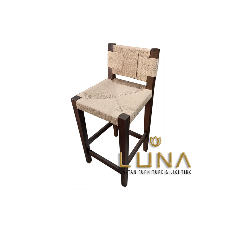 CLARA- Teak Wood Bar Stool with Loom Weaving
