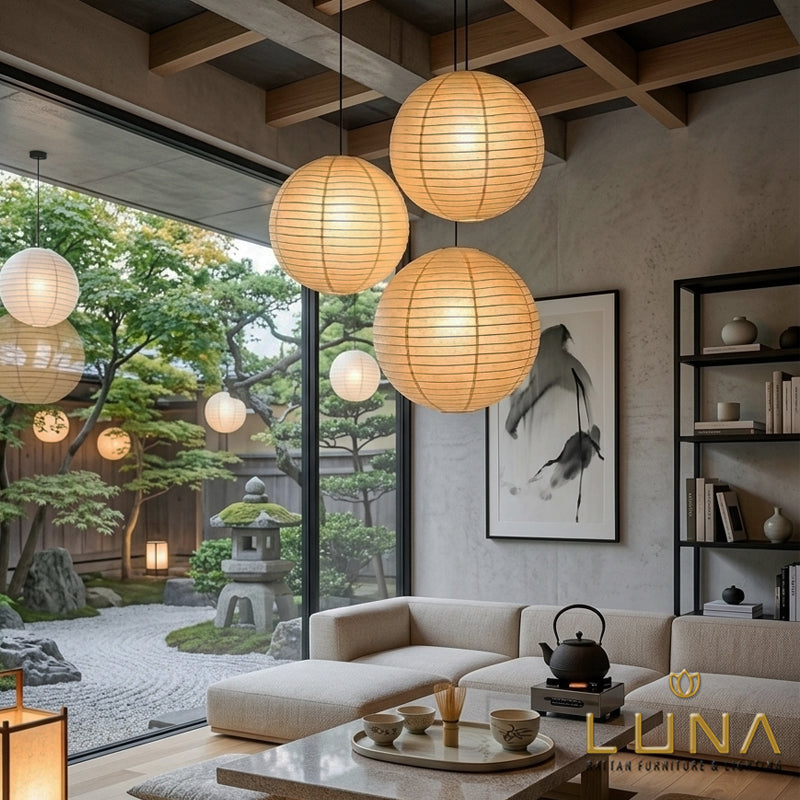 KUNNA - Linen Pendant Lights - Collapsible Linen Shade