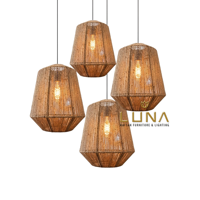 PEDRO - Rattan Hemp Rope / Rami Rope Pendant Lights