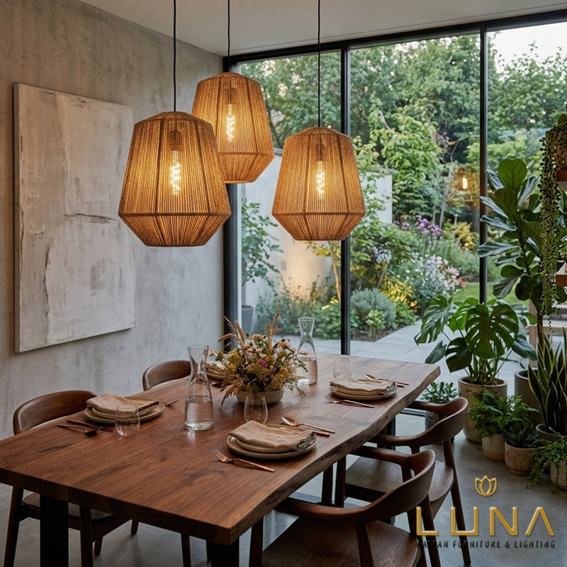 PEDRO - Rattan Hemp Rope / Rami Rope Pendant Lights