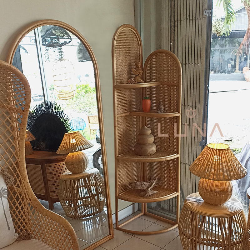 ORIANA - Rattan Corner Shelves