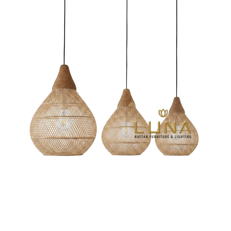 PUTU - Rattan & Teak Wood Pendant Lights