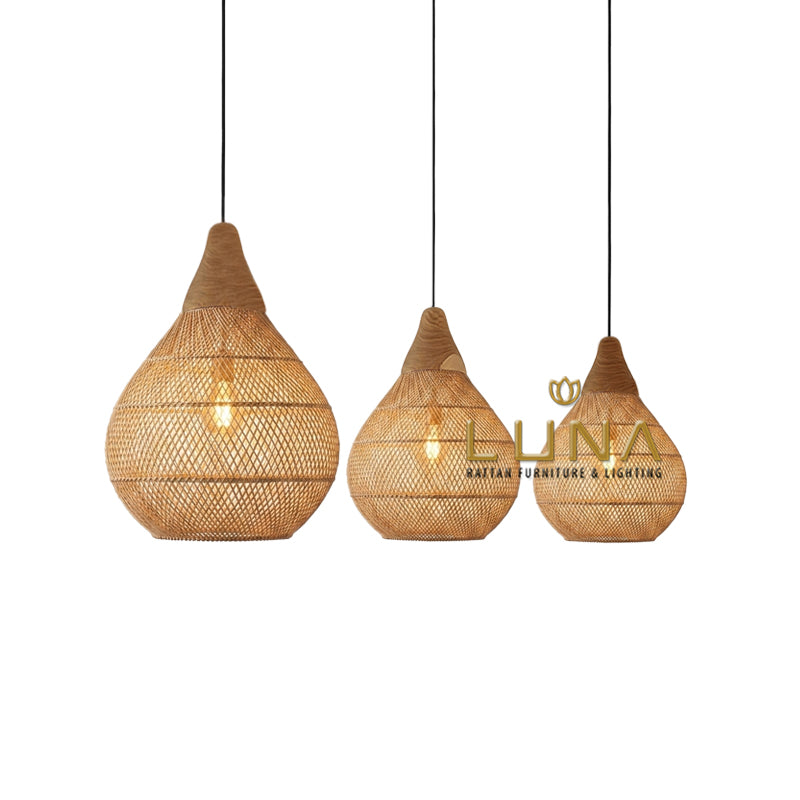 PUTU - Rattan & Teak Wood Pendant Lights