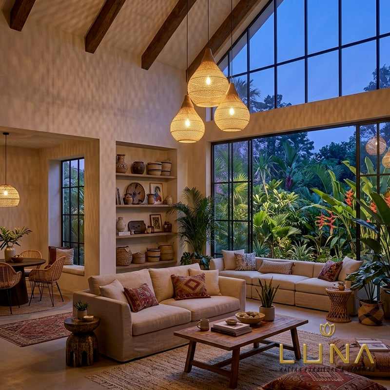 PUTU - Rattan & Teak Wood Pendant Lights