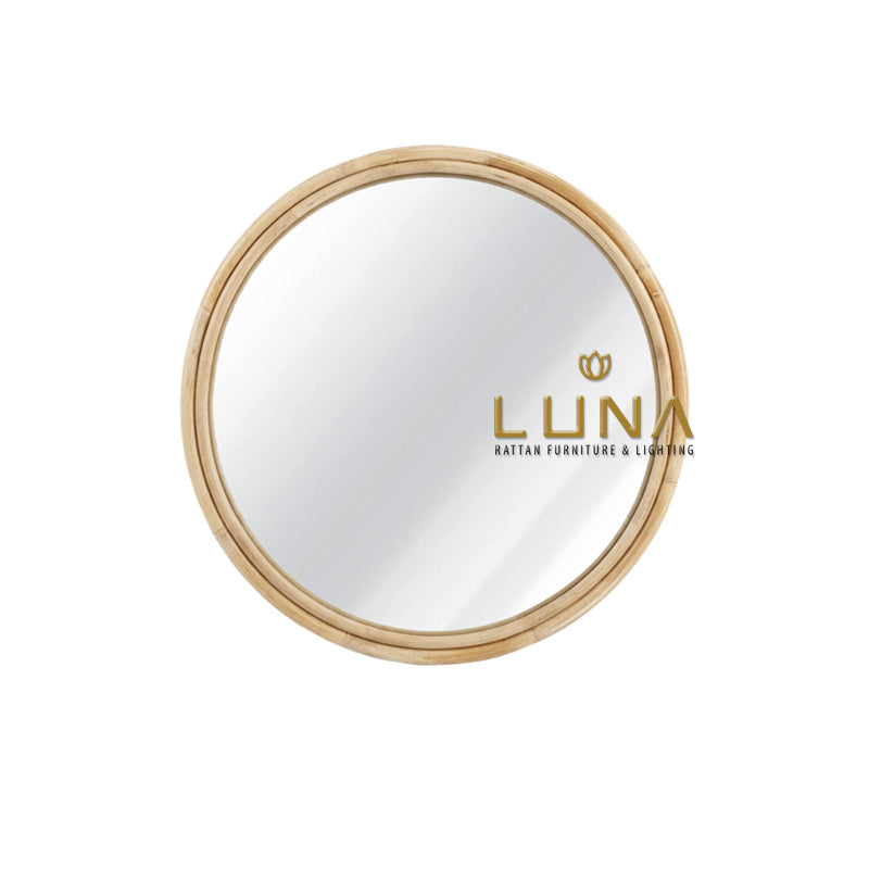 New Moon Rattan Wall Mirror, handcrafted in Bali