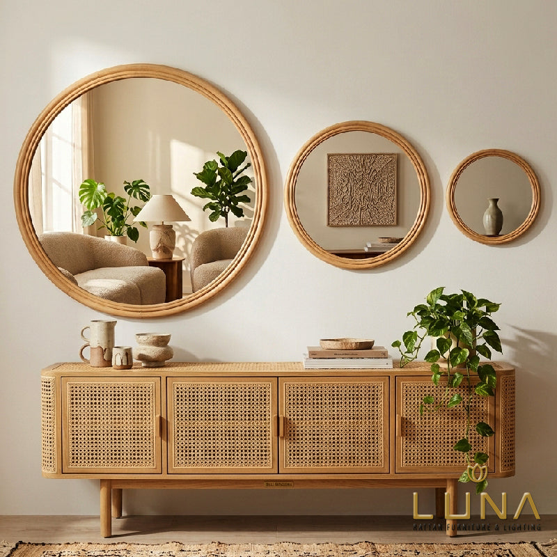 New Moon Rattan Wall Mirror, photo 3