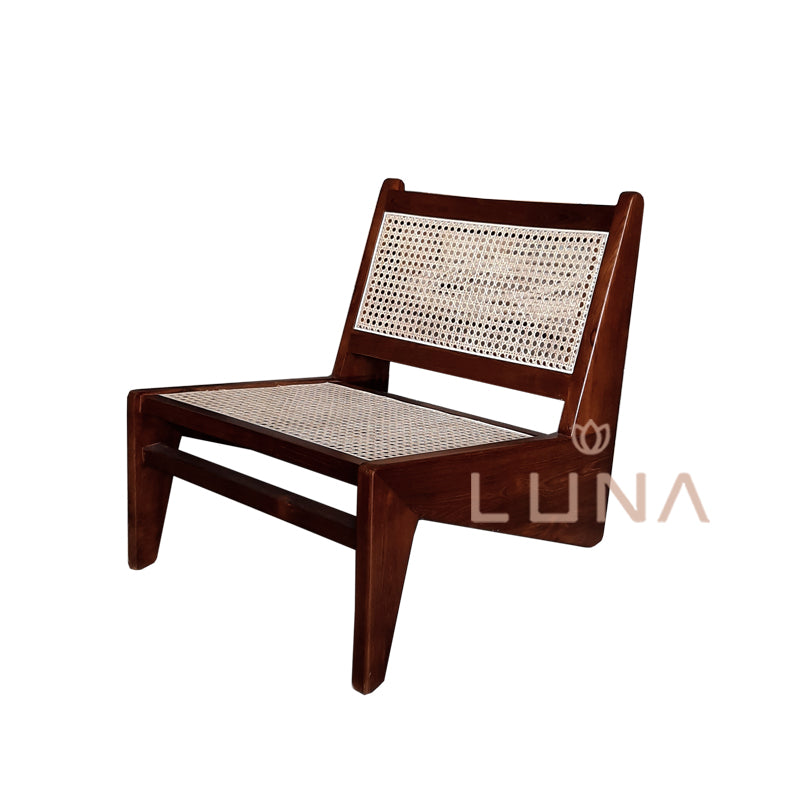 JANNE - Wood Chair with Rattan Weaving
