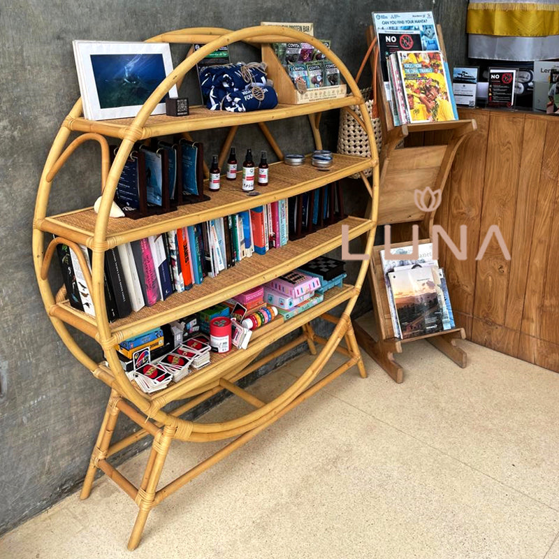 ONYX - Round Rattan Standing Shelves / Storage Shelves