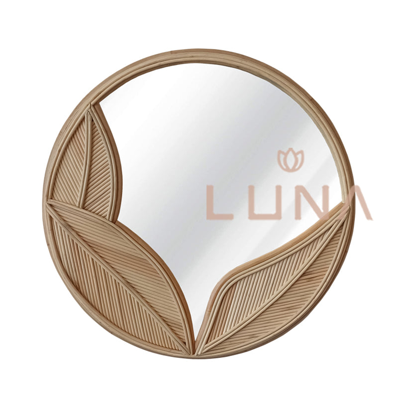 DAUN - Round Rattan Mirror