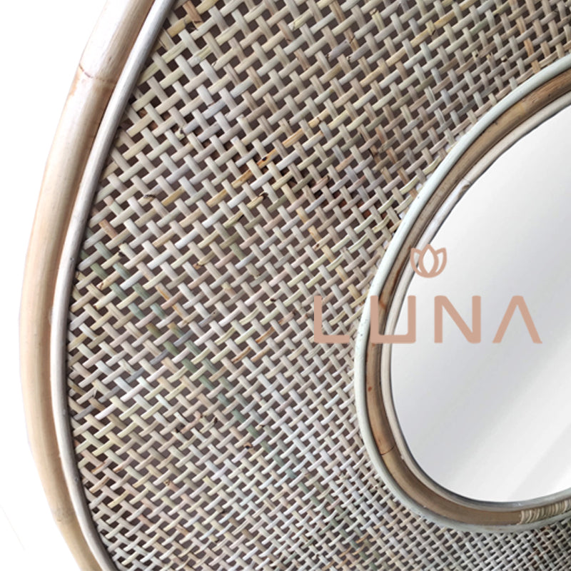 ALICIA - Round Rattan Mirror