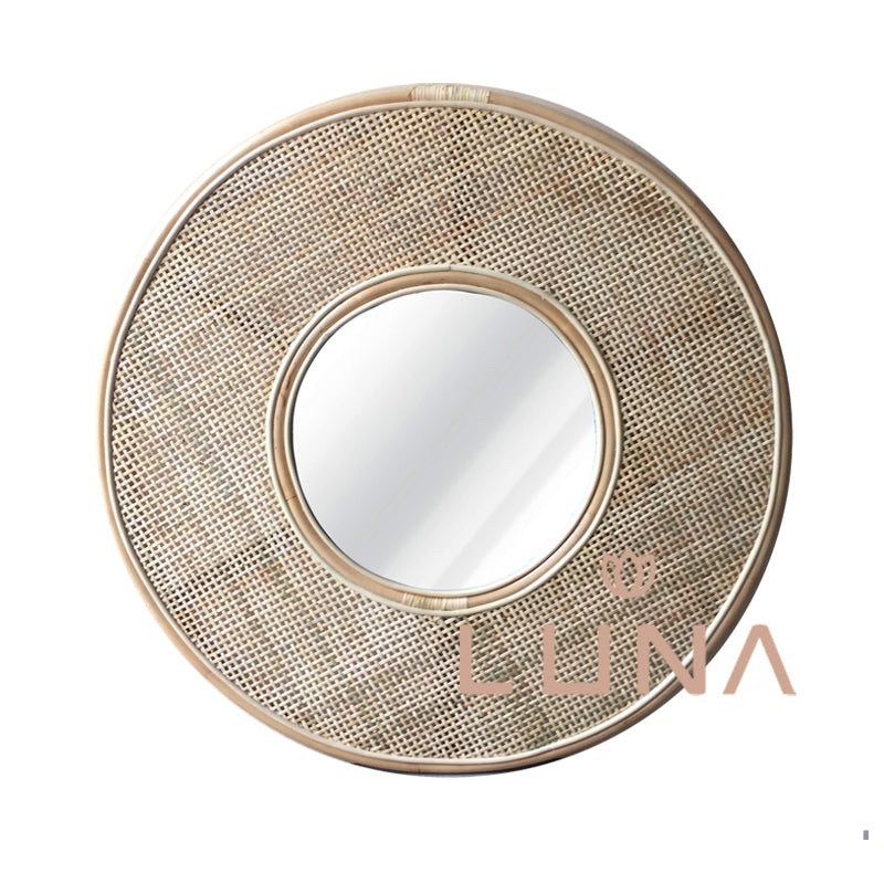 ALICIA - Round Rattan Mirror