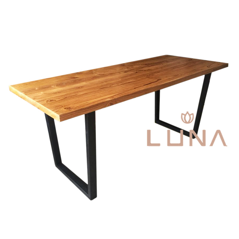 ANNA - Rectangular Dining Table Wood - Steel Stand