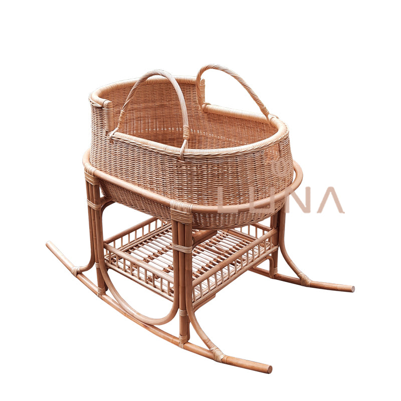 CELIA Rocking Baby Crib Rattan