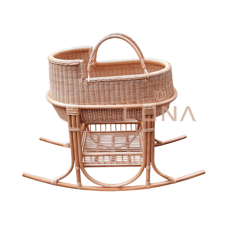 CELIA Rocking Baby Crib Rattan