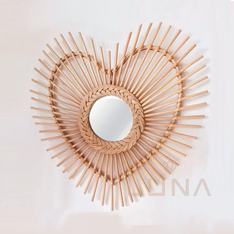 HEART - Rattan Mirror