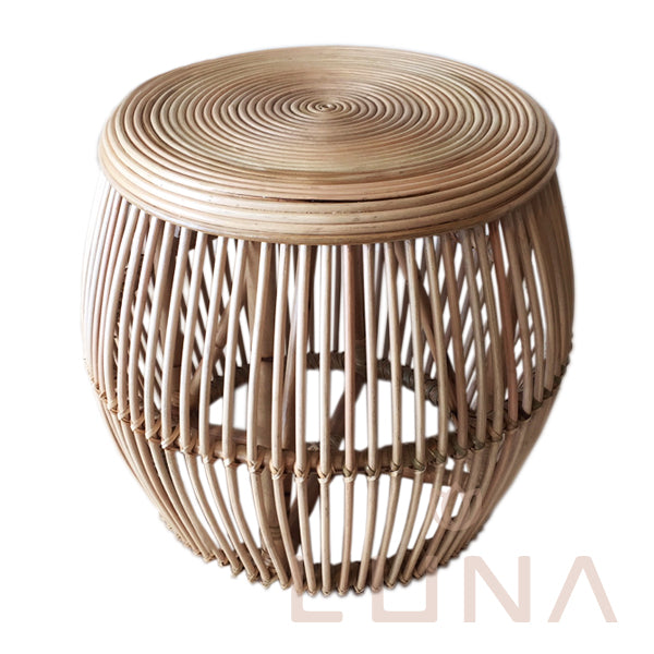 CHERRY - Round Rattan Coffee Table - Stool