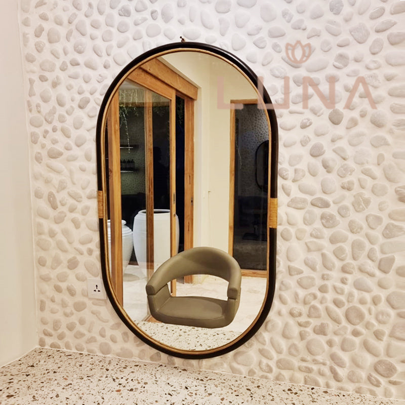 MARTJE - Oval Wall Rattan Mirror