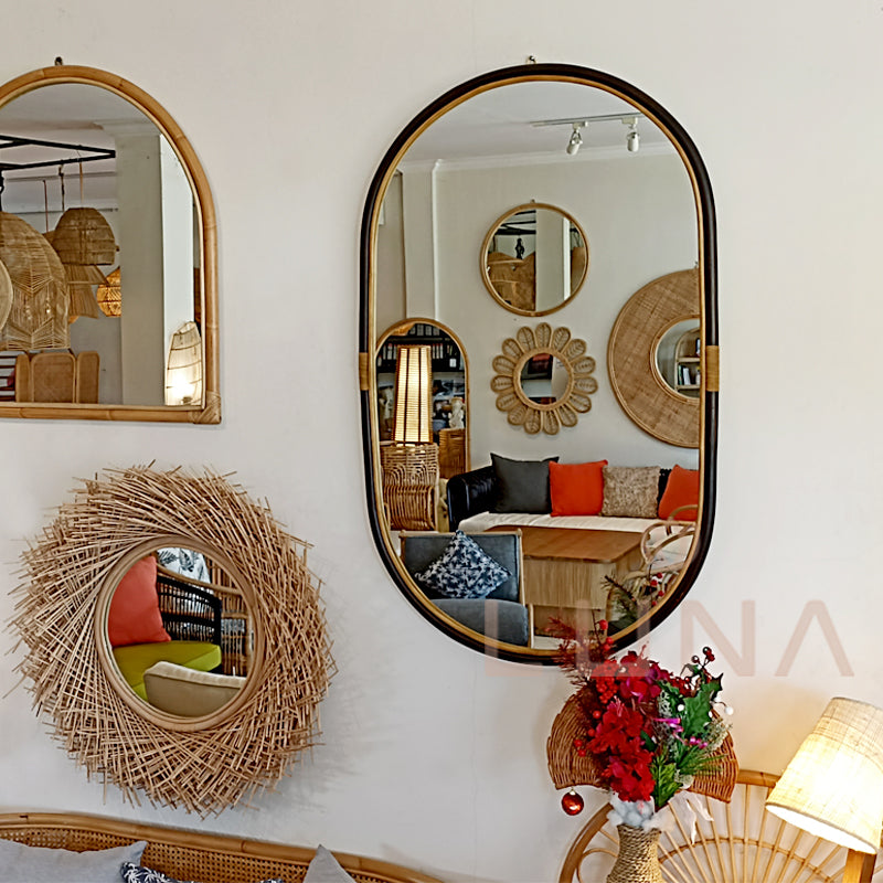 MARTJE - Oval Wall Rattan Mirror