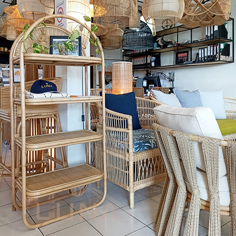 OLIVER - Rattan Standing Shelves
