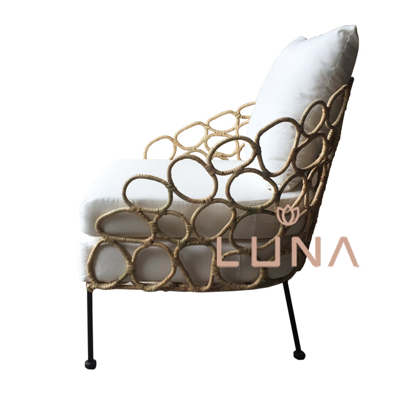 MALIBU - Lounge steel rattan Chair