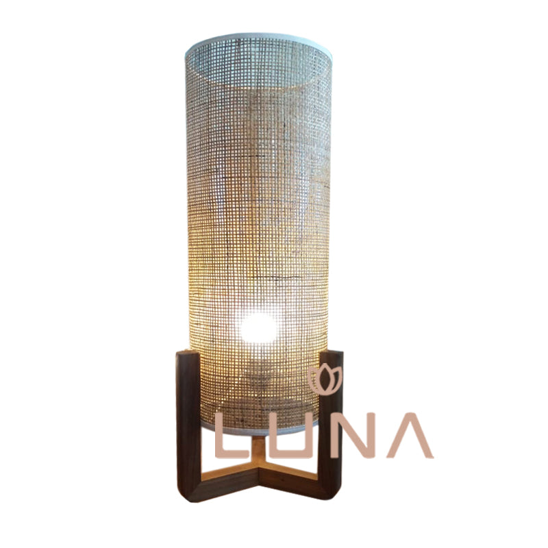 ZEPPELIN - Teak Wood Bed Side Lamp Rattan Weaving