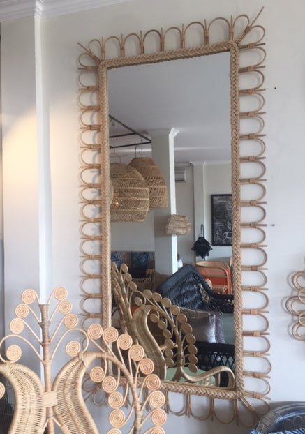 AYU - Rectangular large Rattan Mirror