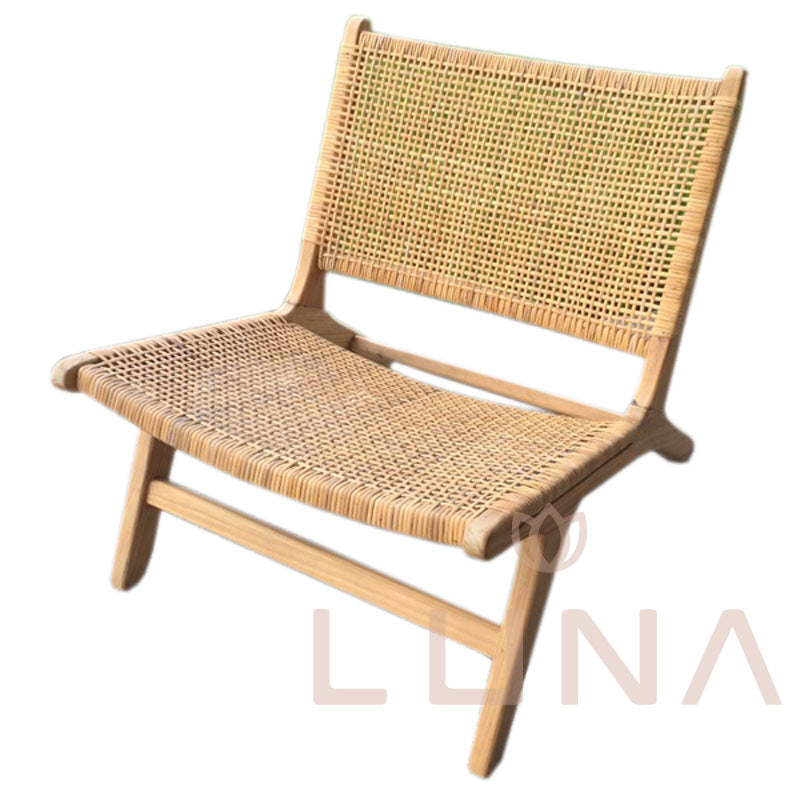 LAZY - Wood Chair with Rattan Weaving