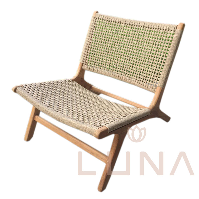 LAZY - Wood Chair with Rattan Weaving