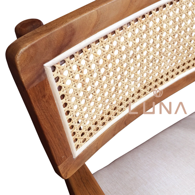COSTARINA - Wood Arm Chair with Rattan Weaving