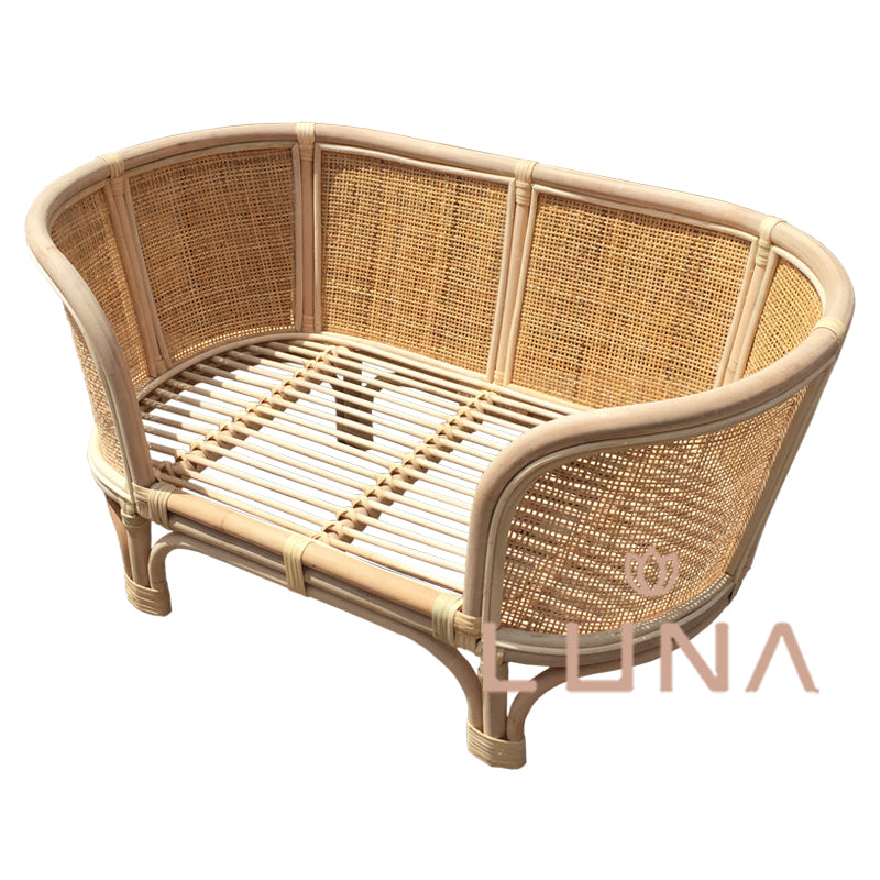 JACK - Dog Basket Rattan antik
