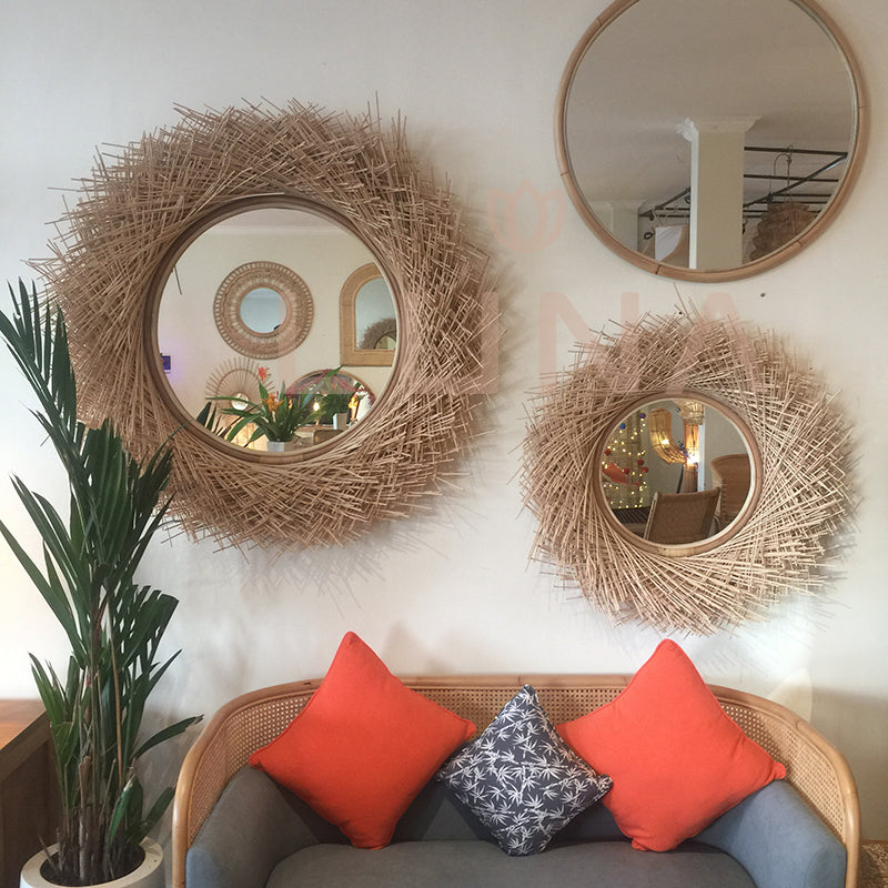BOHEMIAN - Round Rattan Mirror 120 cm