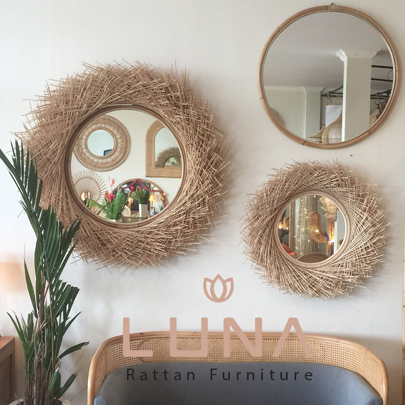 BOHEMIAN - Round Rattan Mirror 80 cm