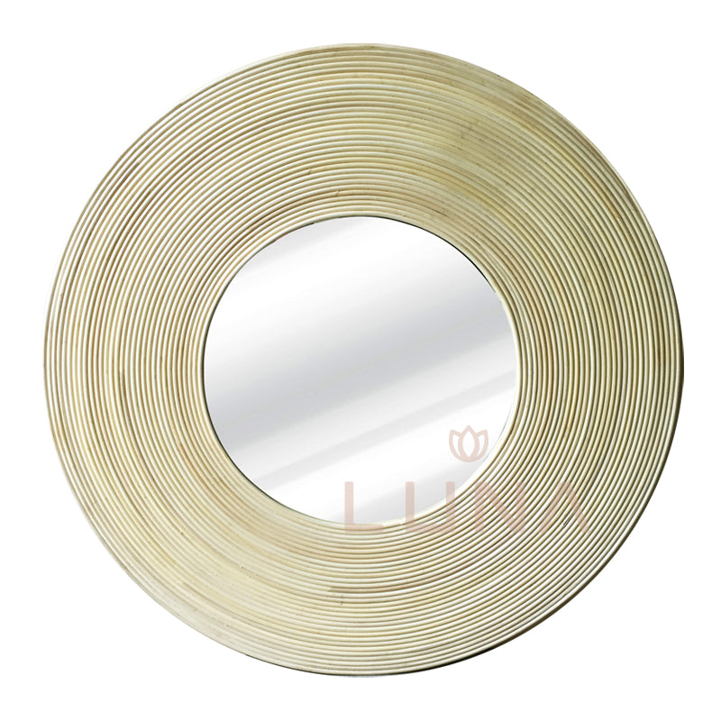 LAURA - Round Rattan Mirror 120 cm