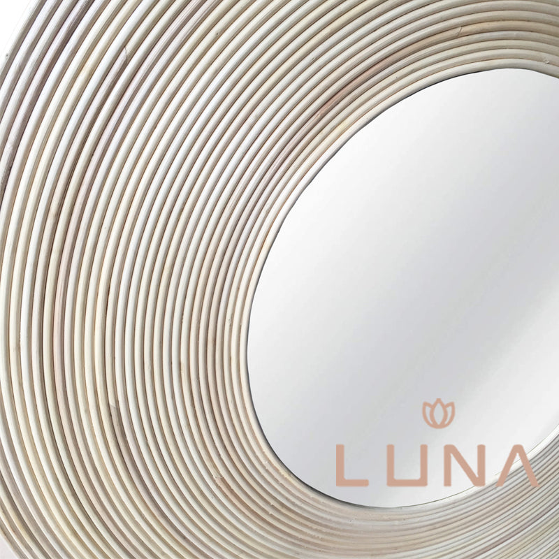 LAURA - Round Rattan Mirror 120 cm