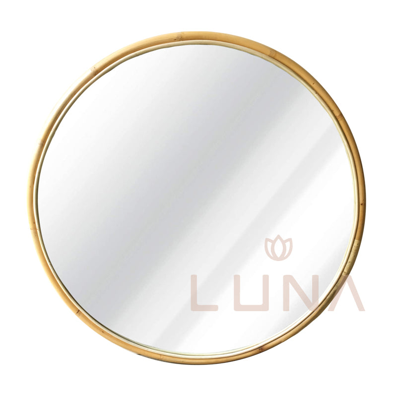 KAYLA - Round Rattan Mirror 200 cm - Natural or Black
