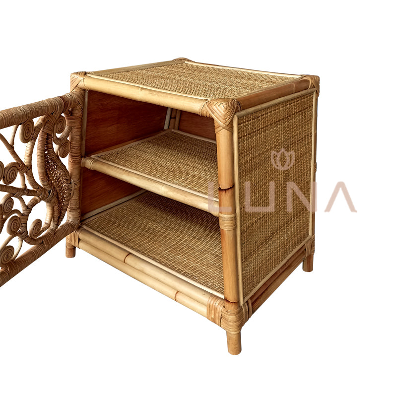 MILA PEACOCK - Rattan Bedside table / small cabinet