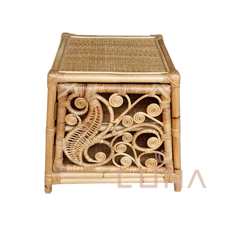 MILA PEACOCK - Rattan Bedside table / small cabinet