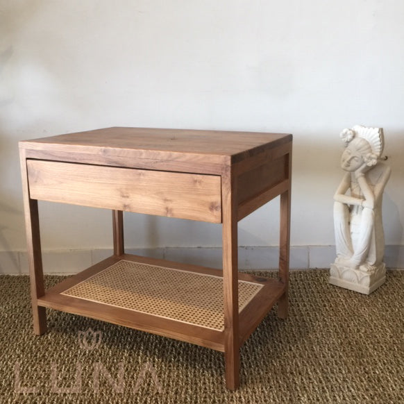 MILA - Bedside Table - Teak Wood and Weaving
