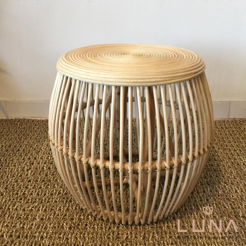 CHERRY - Round Rattan Coffee Table - Stool