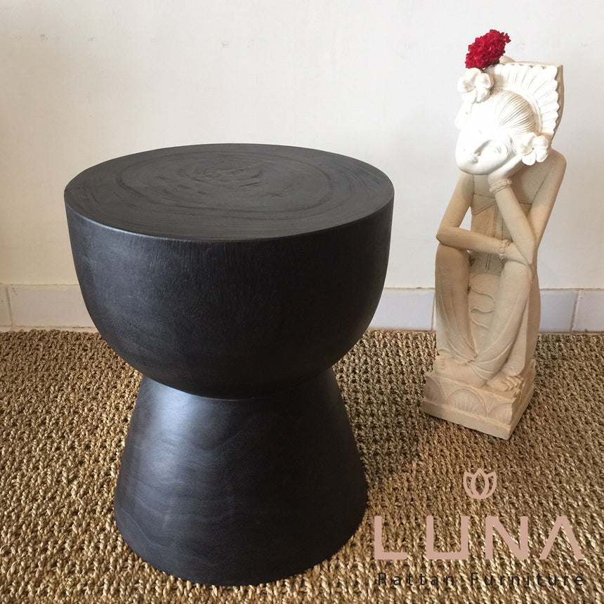 HUGO - Solid Wood Stool - Burnt Wood Black