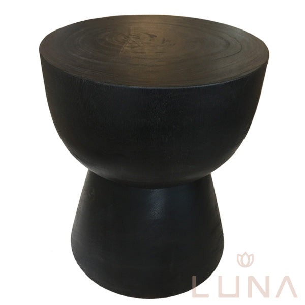 HUGO - Solid Wood Stool - Burnt Wood Black