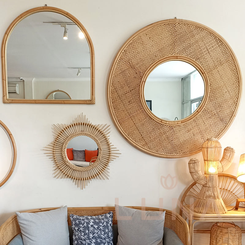 SUNNY - Round Rattan Mirror