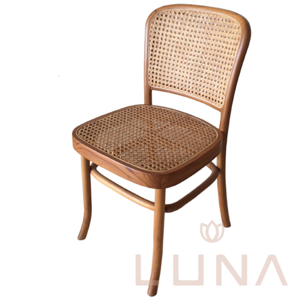 VICTOR - Wood Chair with Rattan Weaving